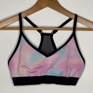Pastel Tie Dye Pink Brand Sports Bra w Mesh Back